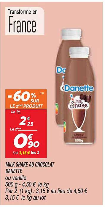milk shake au chocolat danette