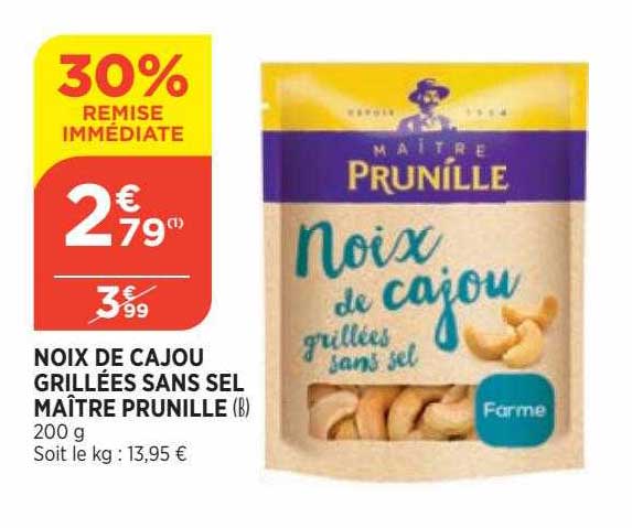 noix de cajou grillées sans sel maître prunille