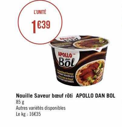 nouille saveur bœuf rôti apollo dan bol