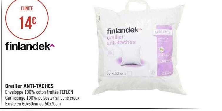 oreiller anti-taches finlandek