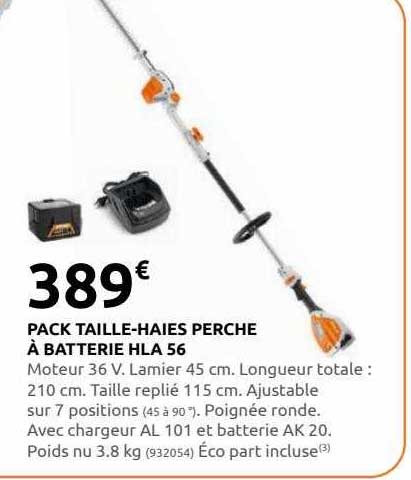 pack taille-haies perche à batterie hla 56