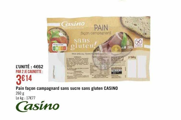 pain façon campagnard sans sucre sans gluten casino