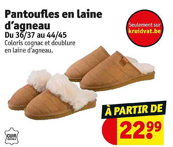 pantoufles en laine d'agneau
