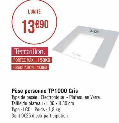 pèse personne tp1000 gris terraillon