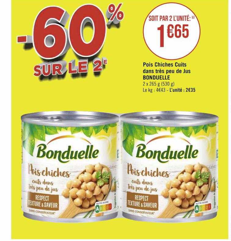 pois chiches cuits dans très peau de jus bonduelle