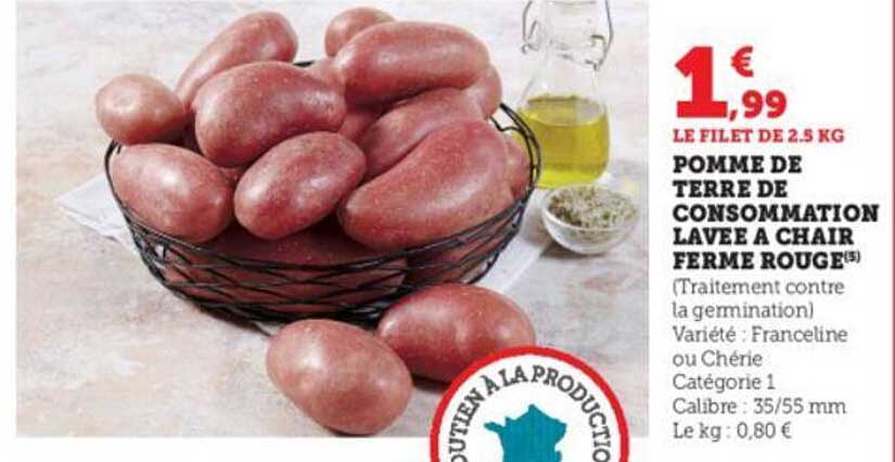 Pomme De Terre De Consommation Lavée à Chair Ferme Rouge