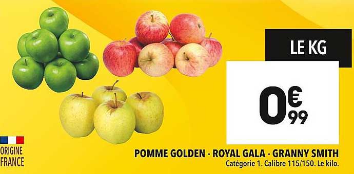 pomme golden - royal gala - granny smith