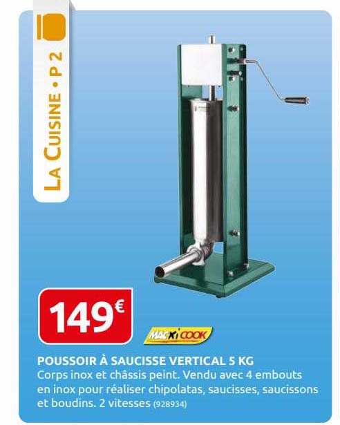 poussoir à saucisse vertical 5 kg macxi cook