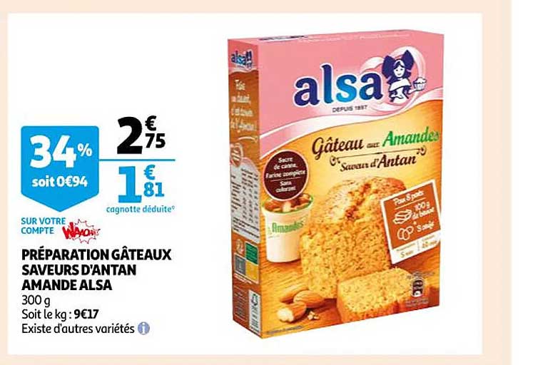 Préparation Gâteaux Saveurs D'antan Amande Alsa