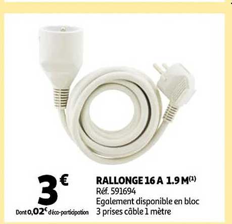 rallonge 16A 1.9 m