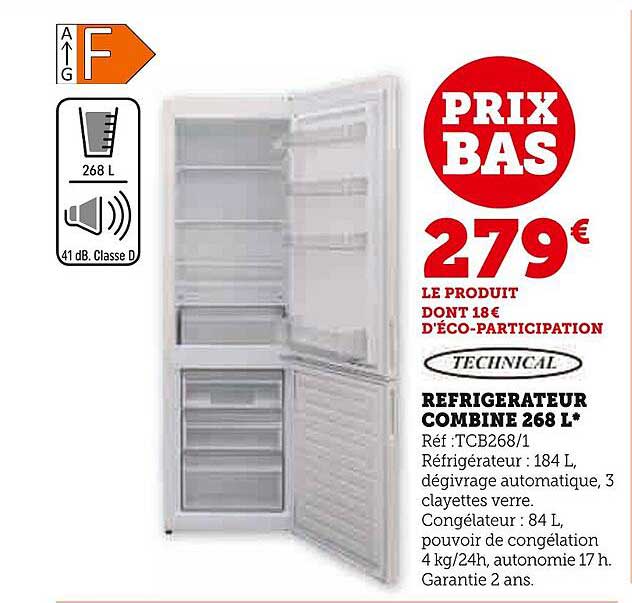 Réfrigérateur Combiné 268 L Technical
