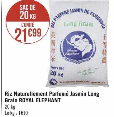 riz naturellement parfumé au jasmin long grain royal éléphant