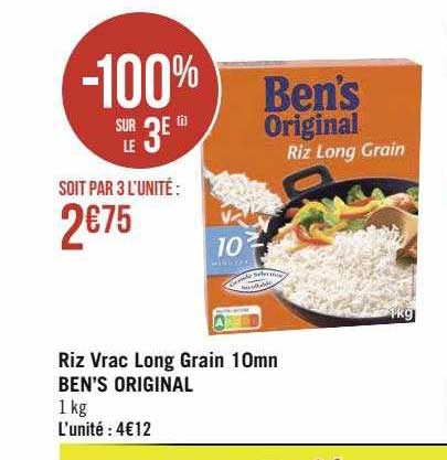 Riz Vrac Long Grain 10mm Ben's Original