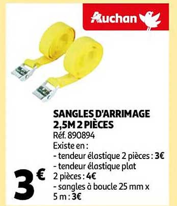 sangles d'arrimage 2,5 m 2 pièces