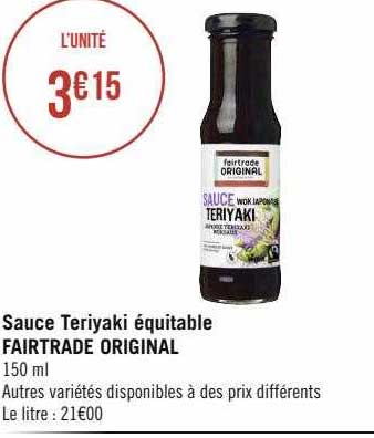sauce teriyaki équitable fairtrade original