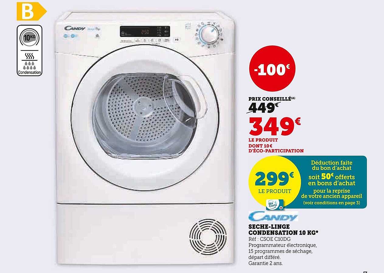 sèche-linge condensation 10 kg candy