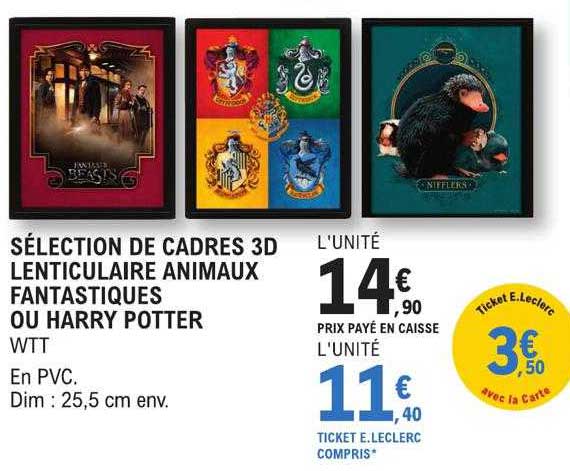 sélection de cadres 3d lenticulaire animaux fantastiques ou harry potter
