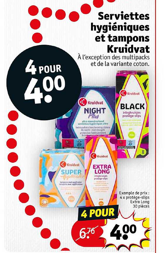 serviettes hygiéniques et tampons kruidvat