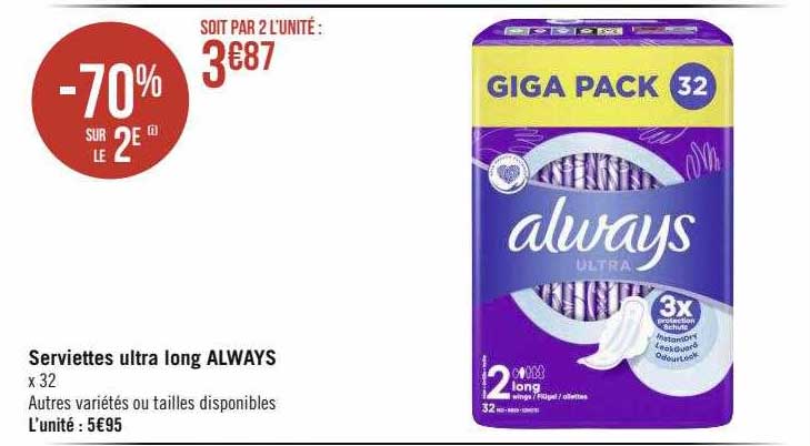 Serviettes Ultra Long Always