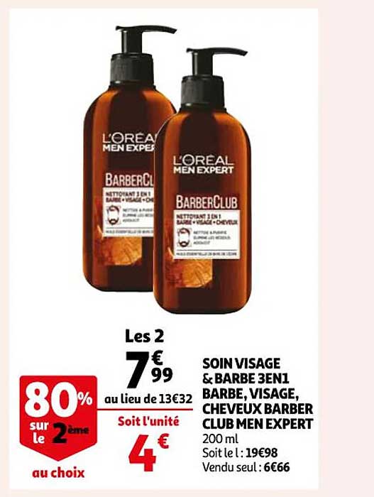 soin visage & barbe 3 en 1 barbe, visage, cheveux barber club men expert