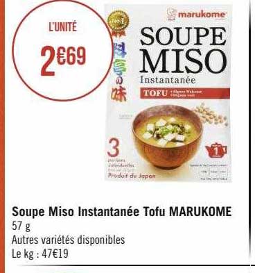 soupe miso instantanée tofu marukome