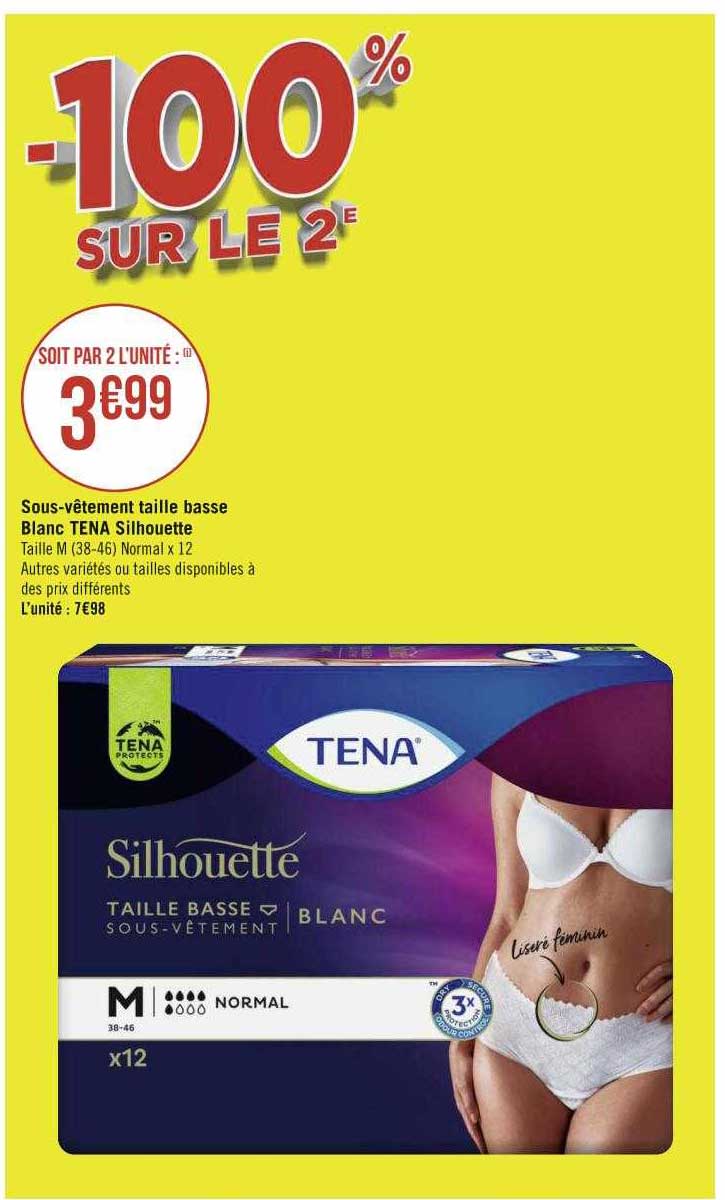 sous-vêtement taille basse blanc tena silhouette