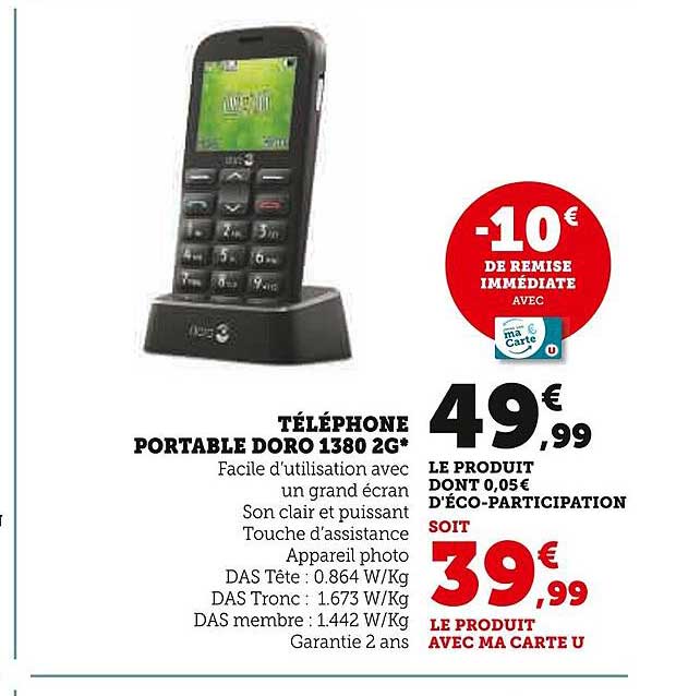Téléphone Portable Doro 1380 2g