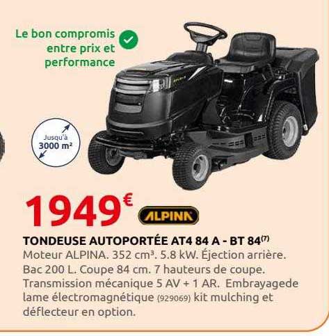 tondeuse autoportée at4 84 a - bt 84 alpina