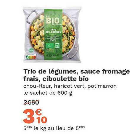Trio De Légumes, Sauce Fromage Frais, Ciboulette Bio