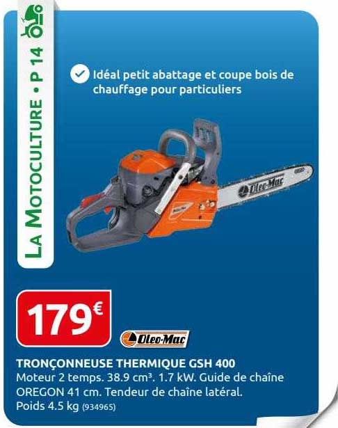 tronçonneuse thermique gsh 400 oleo-mac