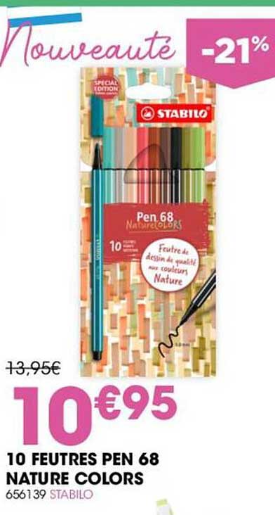 10 feutres pen 68 nature colors stabilo
