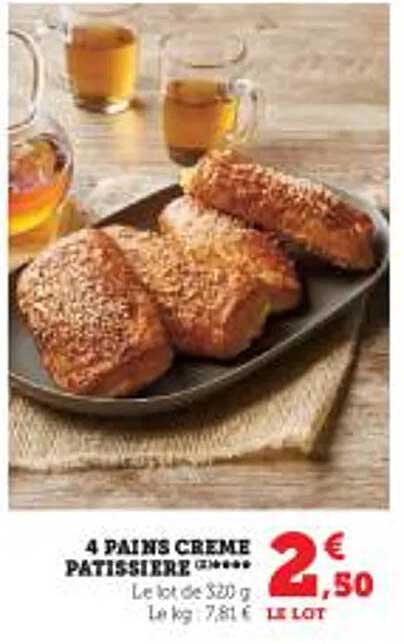 4 pains crème pâtissière
