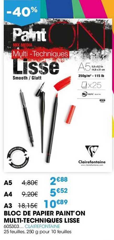 Bloc De Papier Paint On Multi-techniques Lisse Clairefontaine
