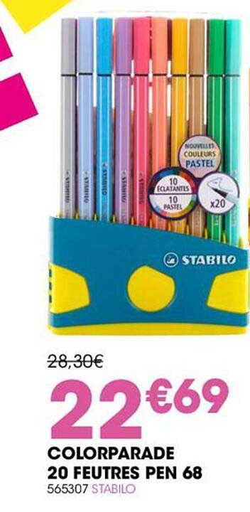 colorparade 20 feutres pen 68 stabilo