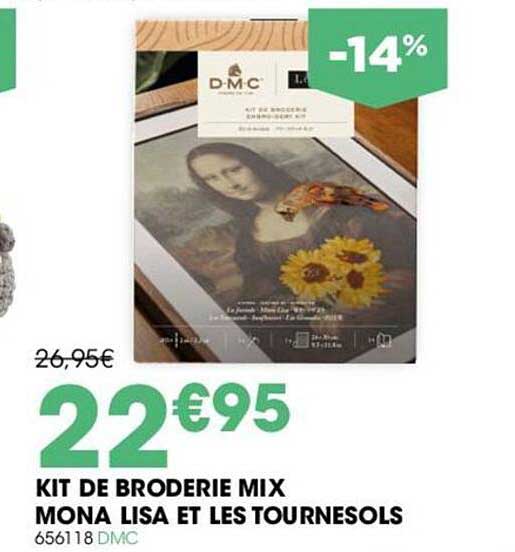 kit de broderie mix mona lisa et les tournesols dmc