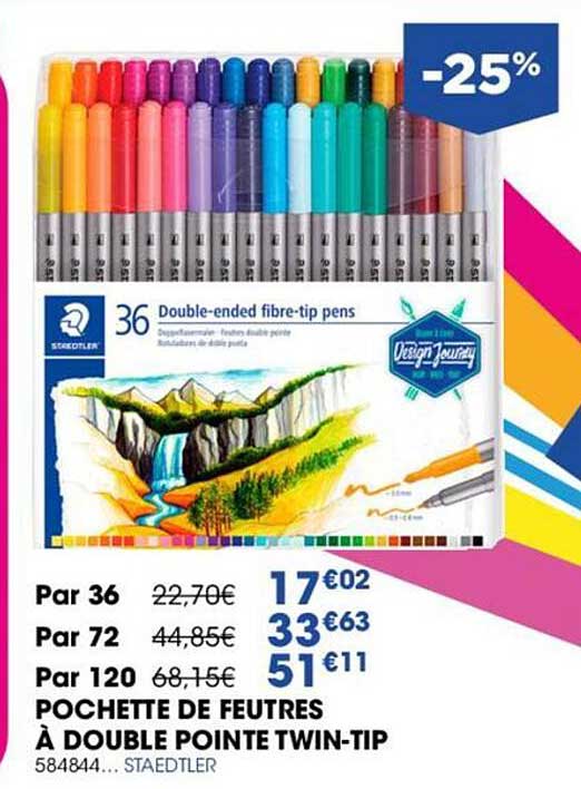 Pochette De Feutres à Double Pointe Twin-tip