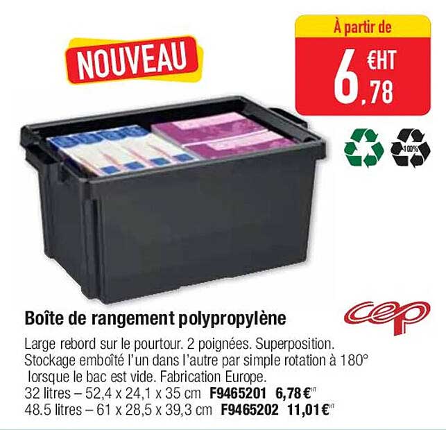 Boîte De Rangement Polypropylène Cep