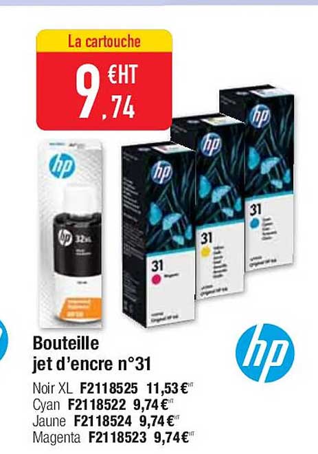 bouteille jet d'encre n°31 hp