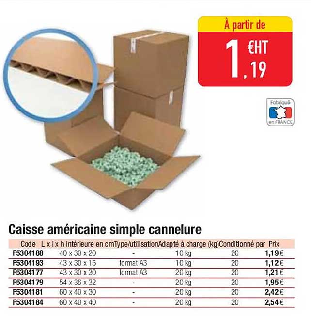 caisse américaine simple cannelure