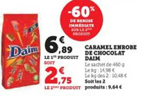 caramel enrobé de chocolat daim