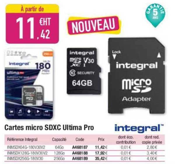 cartes micro sdxc ultima pro integral
