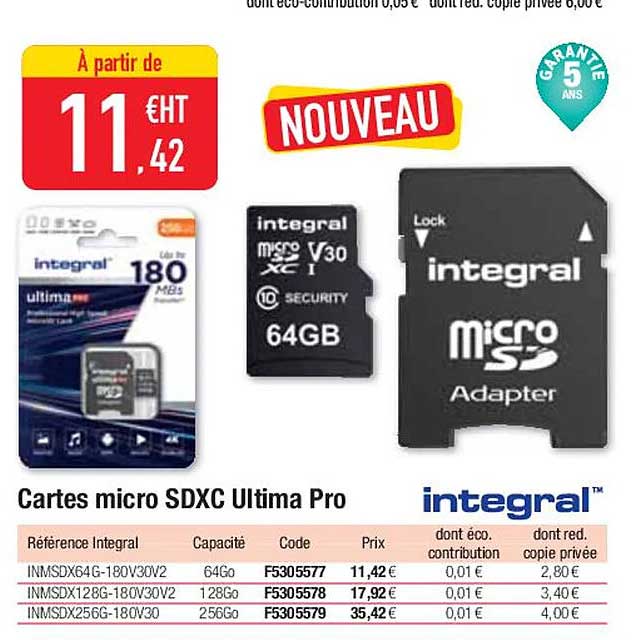 cartes micro sdxc ultima pro integral