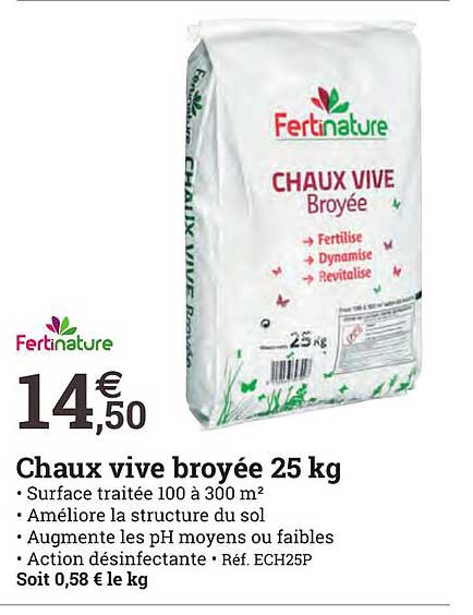 Chaux Vive Broyée 25 Kg Fertinature