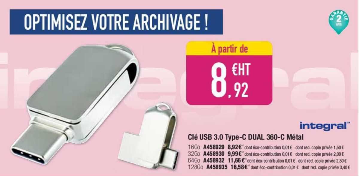 clé usb 3.0 type-c dual 360-c métal integral