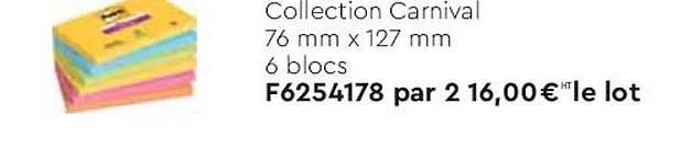 collection carnival 76 mm x 127 mm 6 blocs post-it