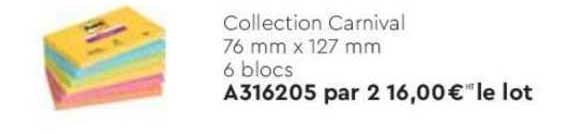 collection carnival 76 mm x 127 mm 6 blocs post-it
