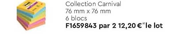 collection carnival 76 mm x 76 mm 6 blocs post-it