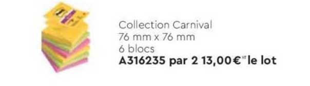 collection carnival 76 mm x 76 mm 6 blocs post-it