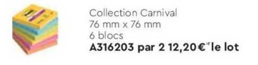 collection carnival 76 mm x 76 mm 6 blocs post-it
