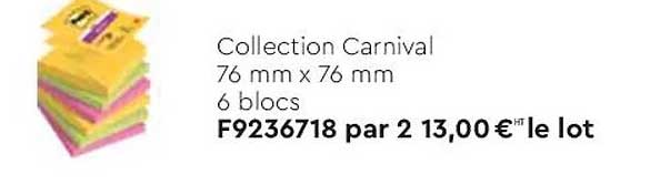 collection carnival 76 mm x 76 mm 6 blocs post-it